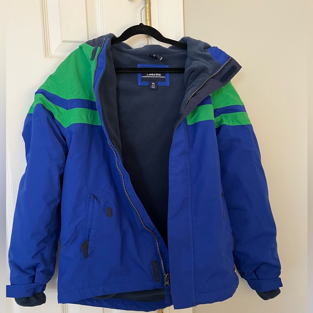 Boys Lands’ End Fleece lined parka - M (10-12)